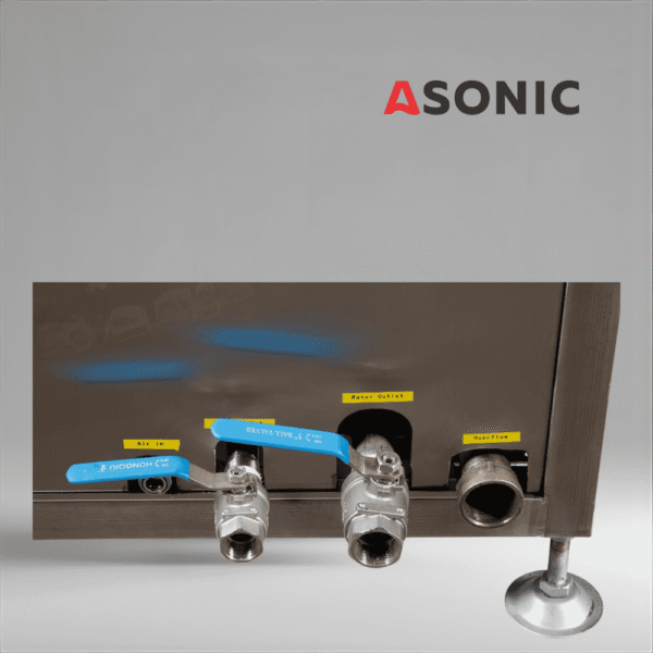 ASONIC IND-2000 Bagno a ultrasuoni pneumatico, sistema ad alta capacità con sollevamento per la pulizia di componenti industriali sovradimensionati