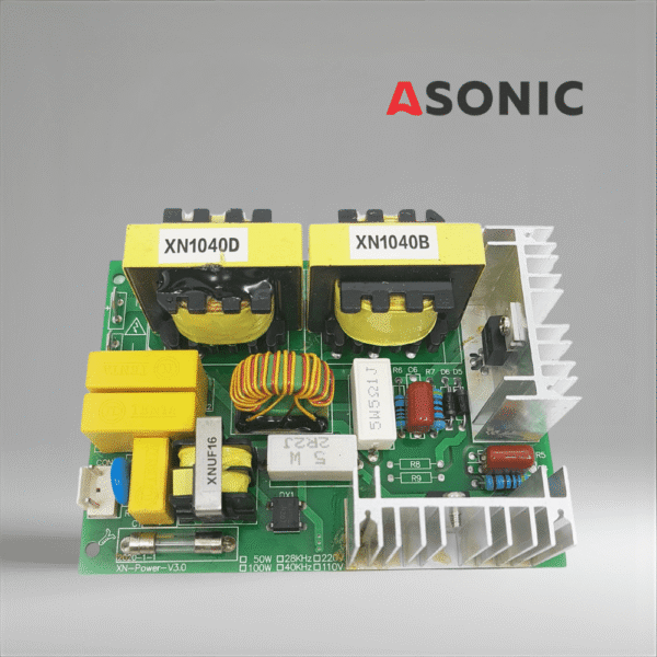 ASONIC PROmodel PCB 120W 40kHz, scheda di circuito di potenza ad alte prestazioni per pulitori a ultrasuoni, che offre un'uscita stabile e affidabile.