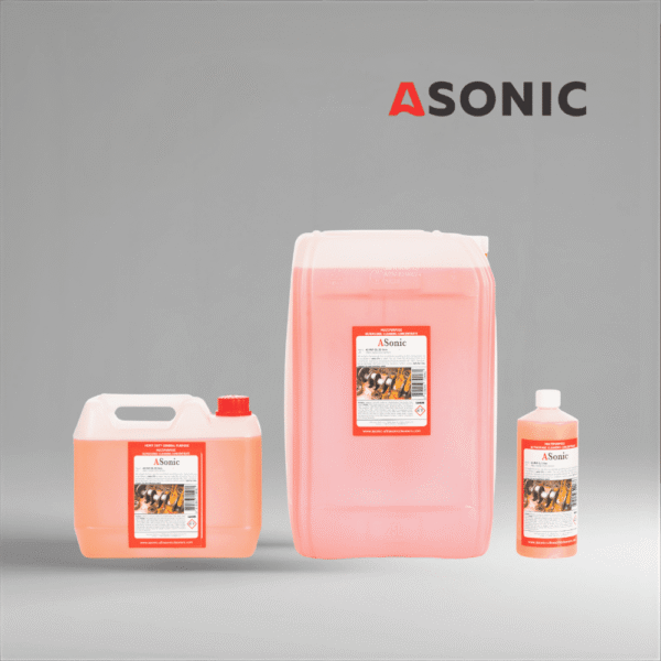 ASONIC AS-MLP - Pulitore a ultrasuoni per plastica e metalli leggeri Detergente ASONIC AS-MLP in taniche da 1L, 5L e 25L per la pulizia di plastica e parti in metallo leggero