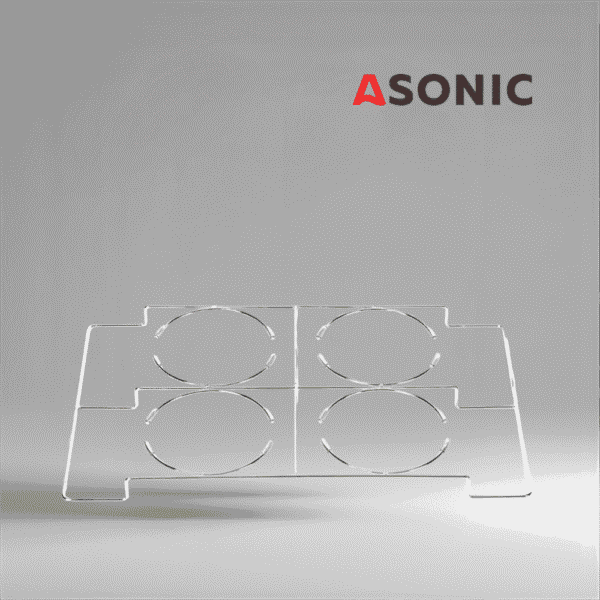 Portabicchiere da laboratorio ASONIC 10L, accessorio in acciaio inox resistente per posizionare in modo sicuro i bicchieri di grandi dimensioni nei pulitori a ultrasuoni.