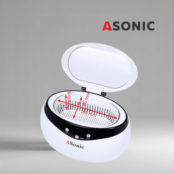 ASONIC HOME-650-7 ASONIC HOME-650 pulitore a ultrasuoni, bagno compatto per gioielli, occhiali e pulizia domestica quotidiana.