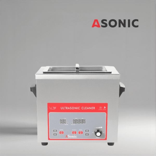 ASONIC Industrial 4L Pulitore a ultrasuoni con coperchio ASONIC pulitore a ultrasuoni da 4L con coperchio in acciaio inox, progettato per l'uso industriale professionale.