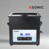 Pulitrice a ultrasuoni nera ASONIC MED 10L con coperchio chiuso per la pulizia di strumenti medici di grandi dimensioni