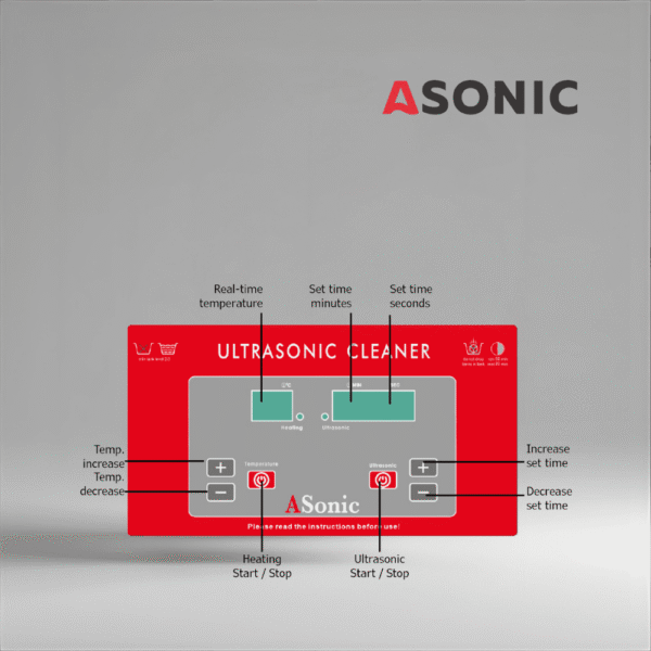 ASONIC PRO-30-40kHz-5 ASONIC PRO-30 pulitore a ultrasuoni, unità di medie dimensioni a 40kHz per gioielli, occhiali e piccoli utensili domestici.