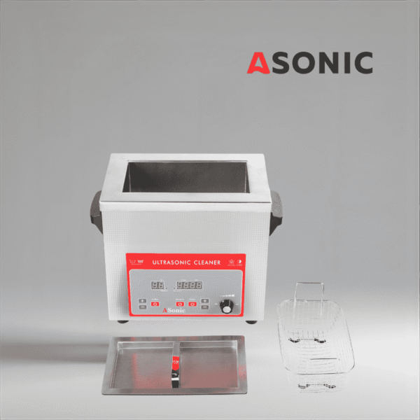 ASONIC-IND-40-40kHz-4 ASONIC IND-40 bagno a ultrasuoni compatto, ideale per la pulizia industriale su piccola scala e per l'uso in laboratorio.