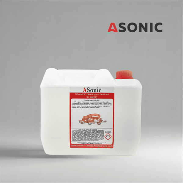 ASonic AS-JEW-5 ASONIC AS-JEW-5 detergente ad ultrasuoni per gioielli, 5L per la pulizia sicura di oro, argento, orologi e pietre preziose.
