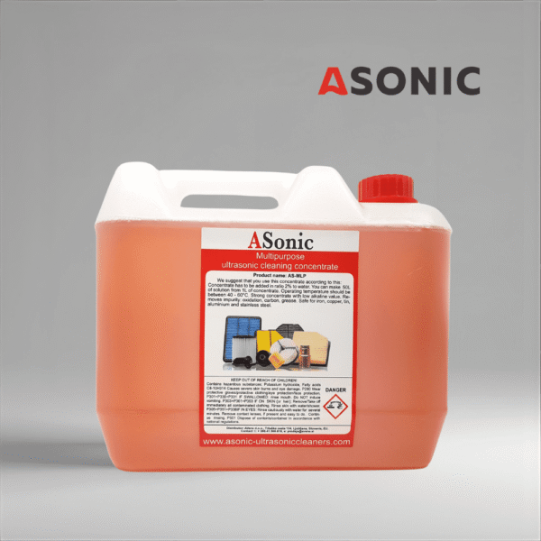 ASonic AS-MLP-5 SONIC AS-MLP-5 detergente multiuso a ultrasuoni, soluzione universale da 5L per attività di pulizia industriale e di laboratorio.