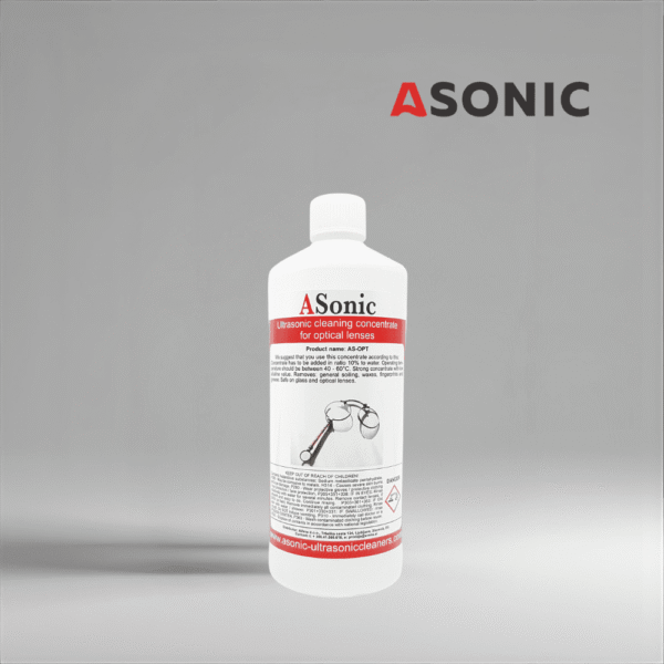 ASonic AS-OPT-1 ASONIC AS-OPT-1 soluzione di pulizia ottica a ultrasuoni, flacone da 1L per la pulizia sicura di lenti, occhiali e dispositivi ottici.