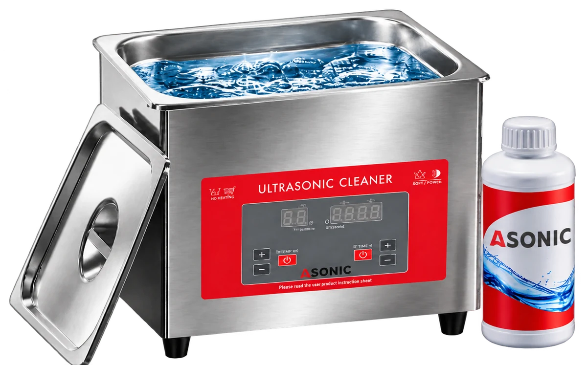 Pulitore a ultrasuoni ASONIC in acciaio inox e concentrato per la pulizia a ultrasuoni